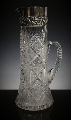 DOMINIC & HAFF ANTIQUE STERLING & CRYSTAL TANKARD