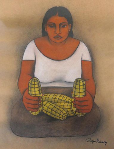 DIEGO RIVERA (MEXICO 1886-1957) CRAYON ON PAPER