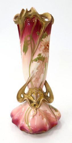 ANTIQUE AUSTRIAN NICELY DECORATED FLORAL VASE