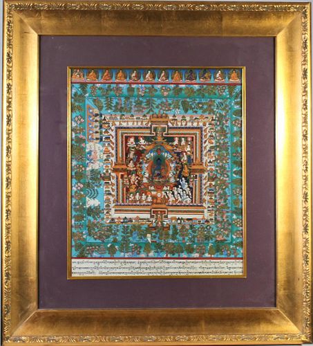 Large Framed 19th C Tibetan Thangka