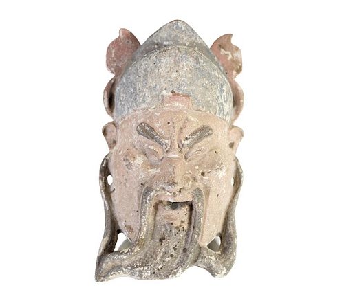 Antique Chinese Carved Wooden Face