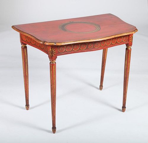 GEORGE III RED-PAINTED AND PARCEL-GILT CONSOLE TABLE