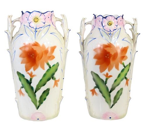 Pair of Porcelain Czechoslovakian Vases