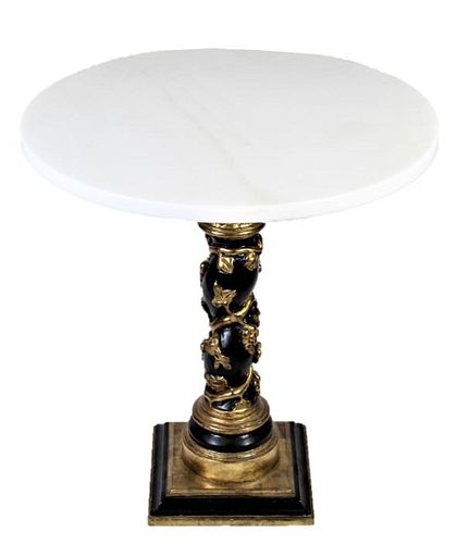 Column Pedestal Marble Top Side Table