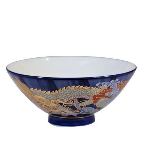 Japanese Blue Dragon Bowl, Stamped