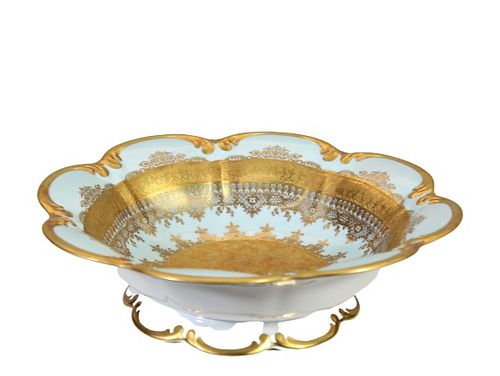 Fine Gilt & Turquoise Pedestal Bowl