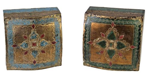 Pair of Decorated Gilt Boxes