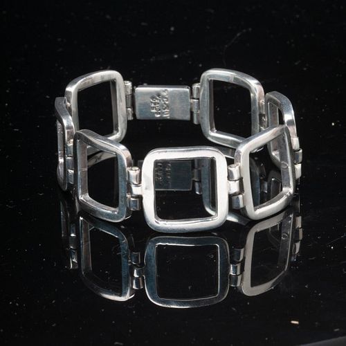 Mexican Sterling Silver Square Link Bracelet
