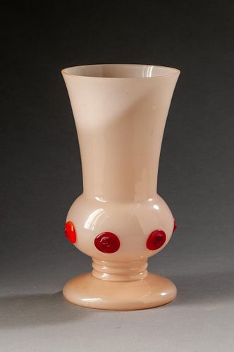 Pink and Red Art Glass Vase.