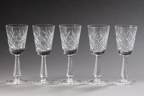 Five Galway Crystal Stem Glasses.