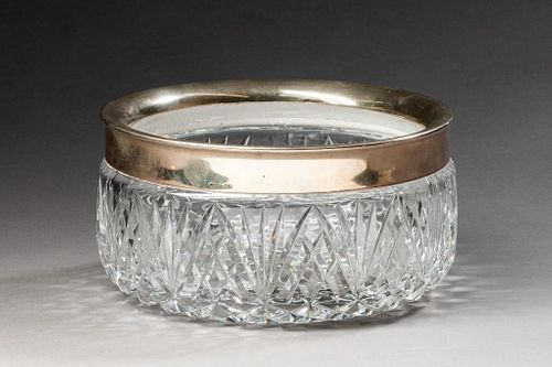 Crystal Bowl With Sterling Rim.