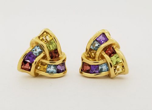 14K Gold Multi-Stone Earrings