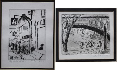 (2) 1970s Pencil Signed Etchings