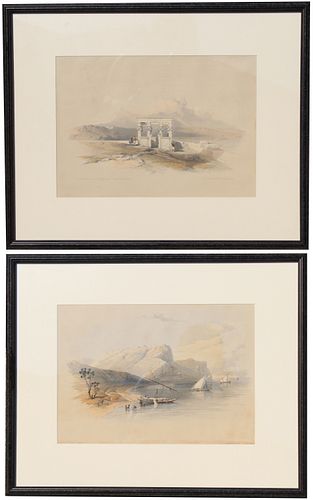 (2) After David Roberts Hand Colored Lithographs