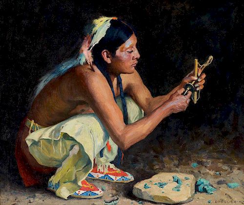 Eanger Irving Couse (1866-1936), The Turquoise Bead Driller (circa 1935)