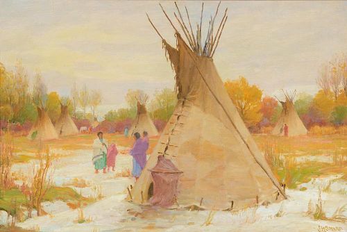 Joseph H. Sharp (1859-1953), Squaw Winter, Crow Agency Montana Near Custer Battlefield