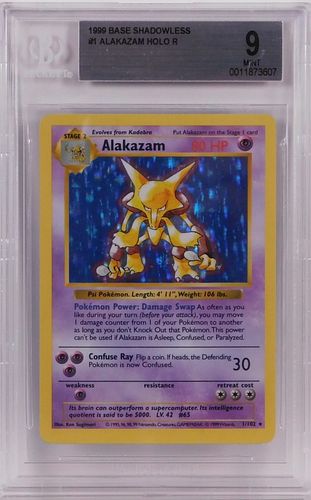 1999 Pokemon Base Shadowless Alakazam BGS 9 Card