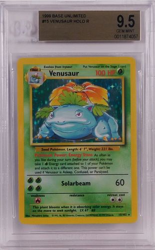 1999 Pokemon Base Unlimited Venusaur BGS 9.5 Card