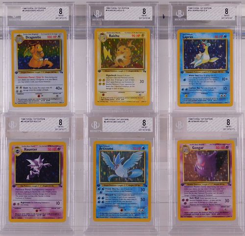 6PC Pokemon Fossil 1st Ed. BGS 8 Holo Card Group