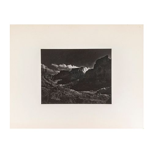 Salas Portugal, Armando. Landscape at Night. México. Black and white photograph, 6.6 x 9.4" (17 x 24 cm). On paper. Propietor seal.