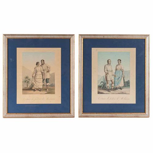 Humboldt, Alejandro de. Costumes des Indiens de Mechoacan. Paris, 1813. Color lithographs. 11.2 x 8.8" (28.5 x 22.5 cm). Pieces: 2.