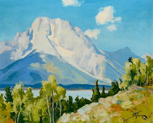 Conrad Schwiering (1916-1986), Morning Memory – Mt. Moran (1948)