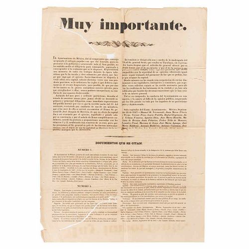 Estrada, Leandro. Bando sobre las Condiciones para la Ocupación de la Ciudad de México por las Tropas del General Scott. 1847.