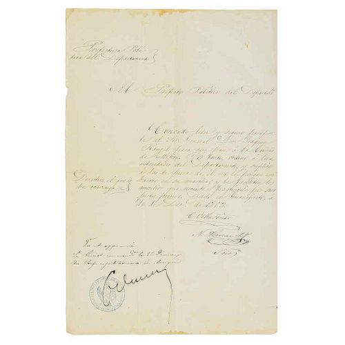 Douay, Félix Charles. Pasaporte al General Don Joaquín Rangel, Guanajuato 10 de diciembre de 1863. 1 p.