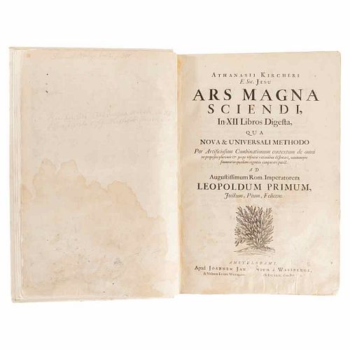 Kircher, Athanasius. Ars Magna Sciendi, In XII Libros Digesta, qua Nova and Universali Methodo... Amsterdam, 1669/1671. 26 sheets.