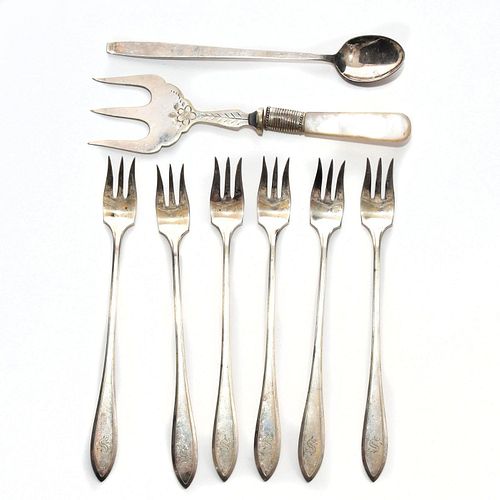 8 VINTAGE SILVER FORKS AND SPOON