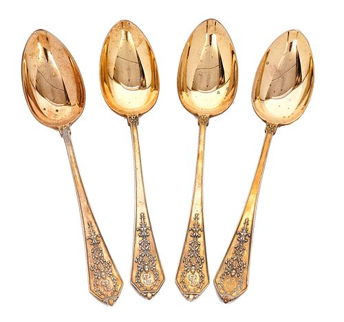 4 Faberge Russian Imperial 84 Silver Spoons