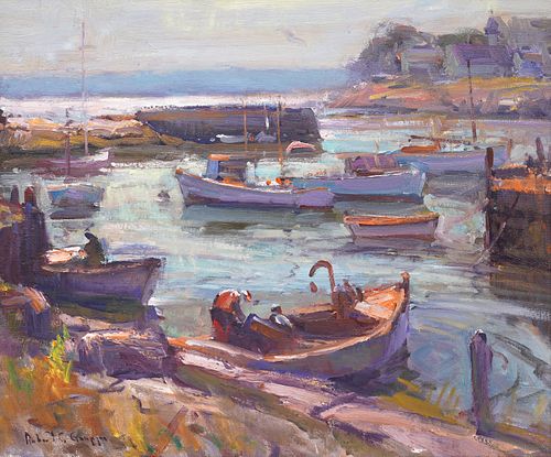 Robert Gruppe 'Harbor on the North Shore' Painting