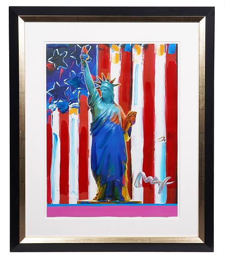 Peter Max 'United We Stand' Mixed Media Painting