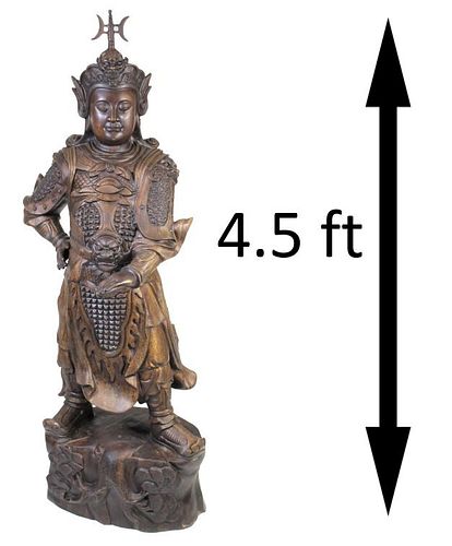 Large Chinese Bronze Buddhist Guardian Statue