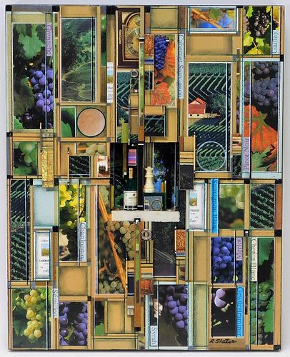 Roderick Slater Wine Collage Mixed Media Painting