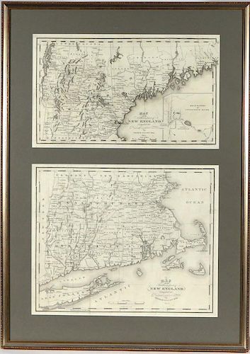 TWO-PART MAP OF NEW ENGLAND