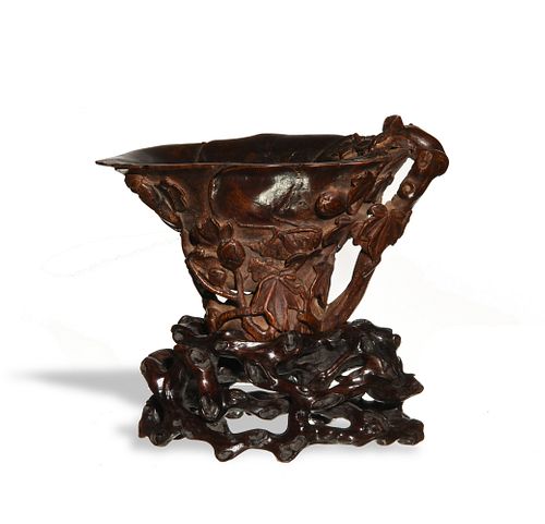 Chinese Chenxiang Wood Libation Cup, 18th Century