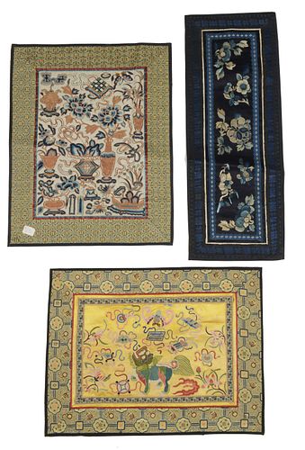 3 Chinese Embroideries, Qing