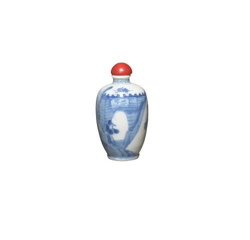 Chinese Blue-and-White Snuff Bottle, 19th Century