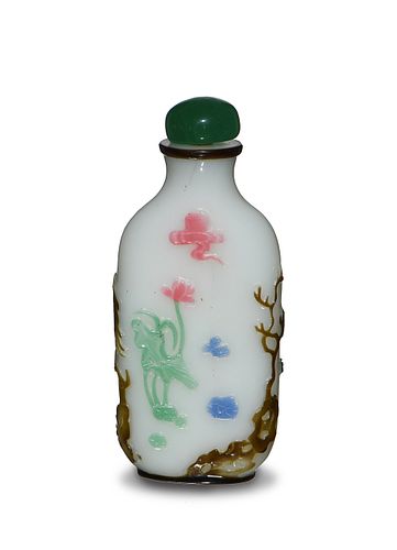 Chinese Peking Glass Lotus Snuff Bottle, 19th Century