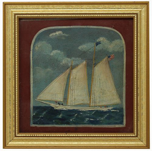 American School, 19th C. Yachting Painting