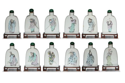 Set of 12 Snuff Bottles of Chinese Zodiac, 19th Century