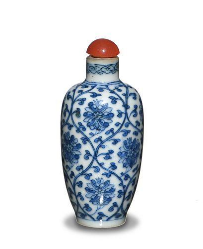 Chinese Blue & White Snuff Bottle, Daoguang