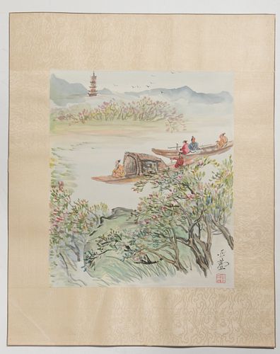 Chinese Painting of 5 Boaters by Wang Yachen