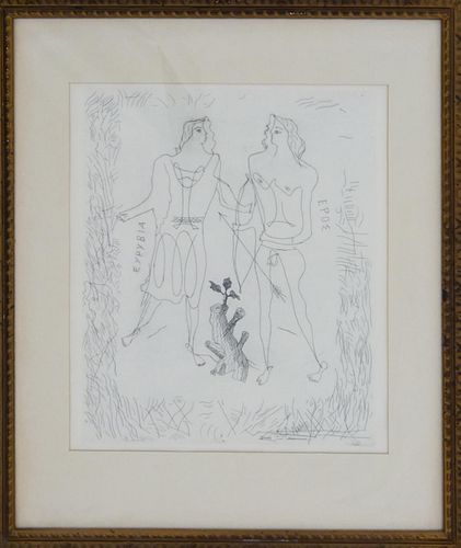 GEORGES BRAQUE "EROS & EURYBIA" ETCHING FRAMED