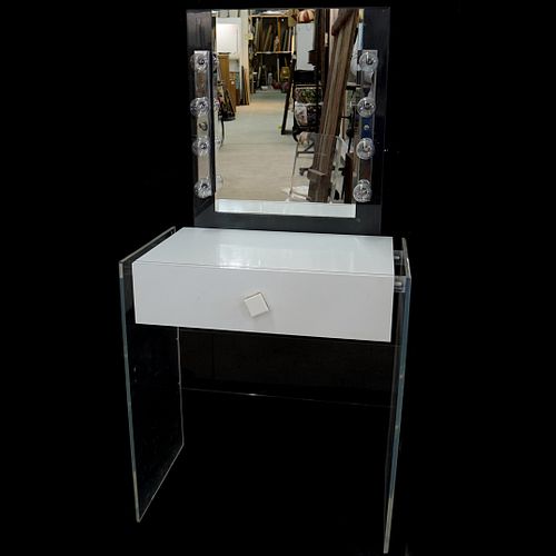 Vintage Illuminated Lucite Vanity Table, Lucite Vanity Table With Drawers