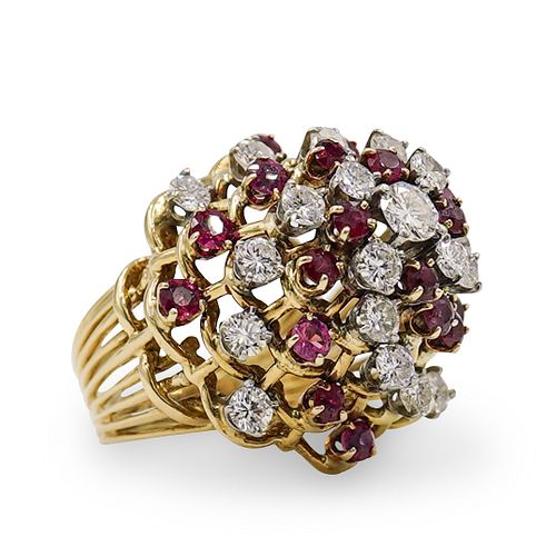 18k Gold, Diamond and Ruby Ring