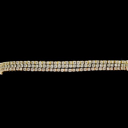 14k Triple Toned Gold and Diamond Tennis Bracelet