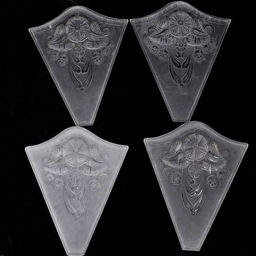 (4 Pc) Art Deco Frosted Glass Sconce Panels