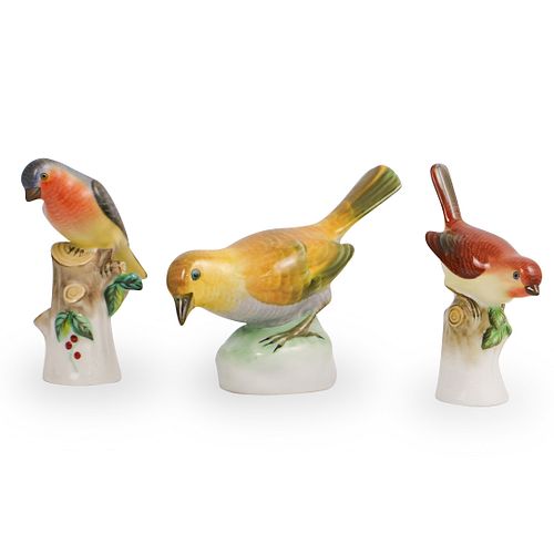 (3 Pc) Lot Of Herend Porcelain Naturalistic Birds